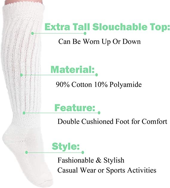 Women's extra long and thick casual cotton socks, sizes 9 to 11 (1 Pairs)
